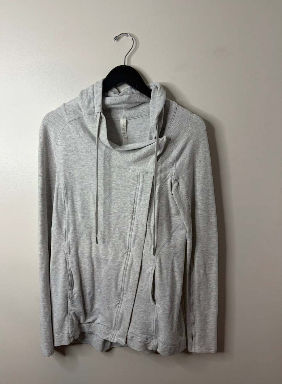 Lululemon Coast Easy Wrap Jacket Asymmetrical Zip Heathered Light Gray Size 4